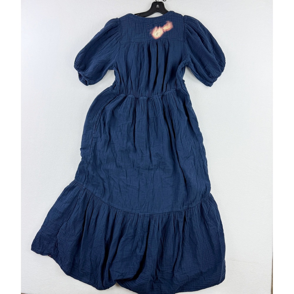 Xirena XS Blue Maxi Dress Size XS Cotton Button Front Short Sleeve - Picture 3 of 3